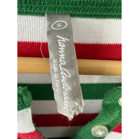 Hanna Andersson Red White & Green Stripe Henley Nightshirt Nightgown Small - Picture 5 of 6